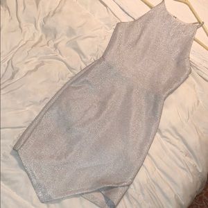 TOPSHOP silver metallic dress